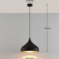 Lindby Hängelampe Ritana, 2er-Set, schwarz-gold, Metall, E27
