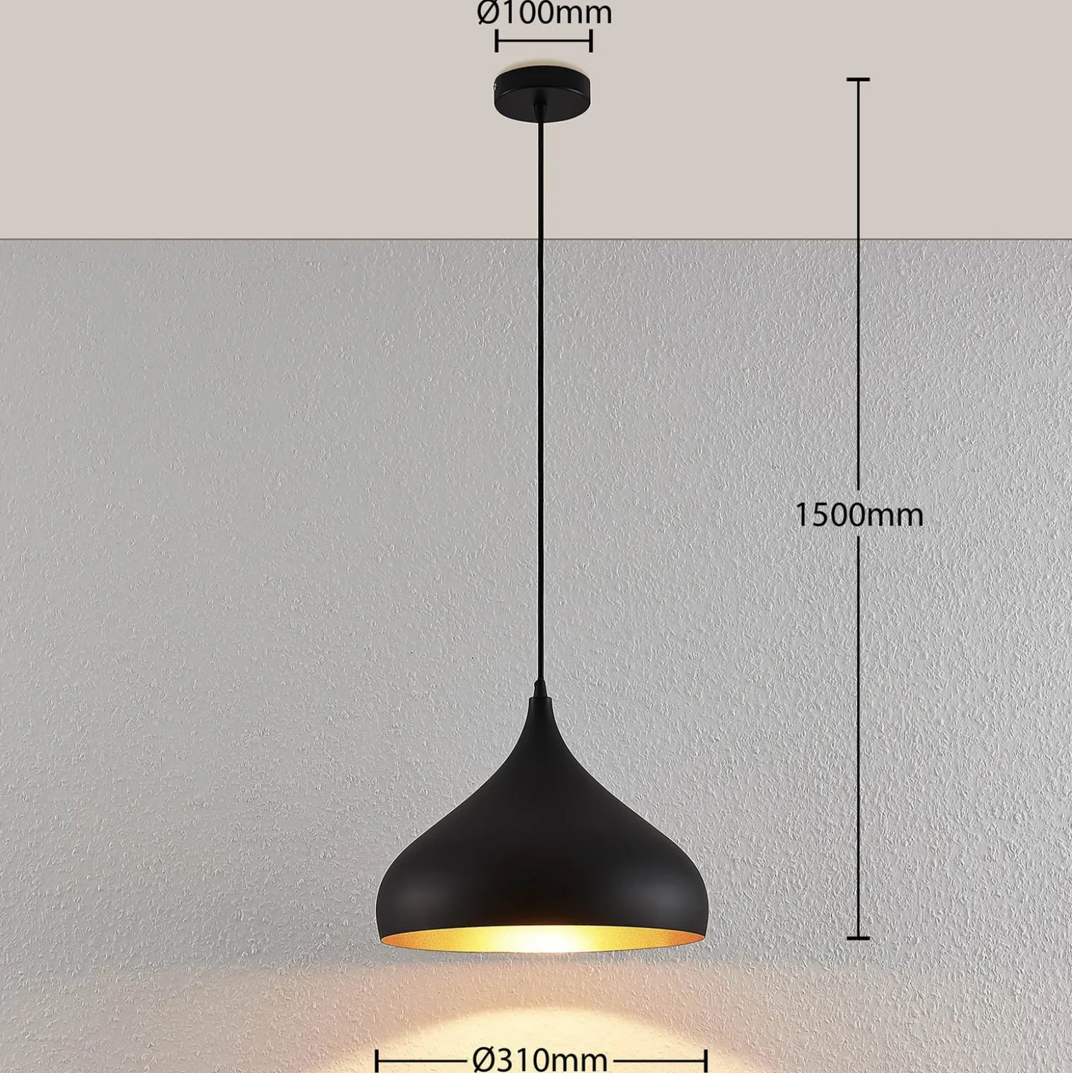 Lindby Hängelampe Ritana, 2er-Set, schwarz-gold, Metall, E27