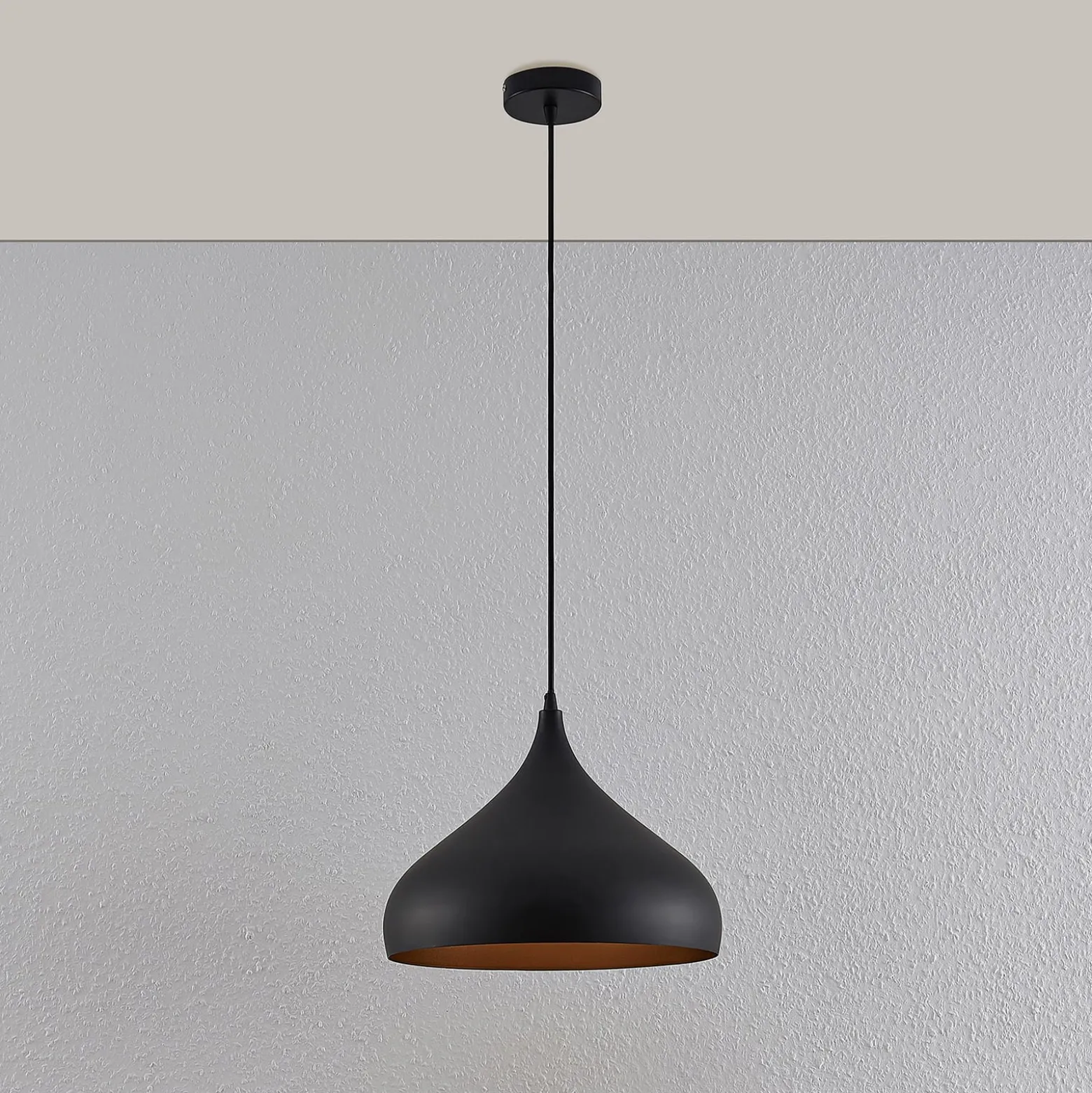 Lindby Hängelampe Ritana, 2er-Set, schwarz-gold, Metall, E27