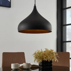 Lindby Hängelampe Ritana, 2er-Set, schwarz-gold, Metall, E27