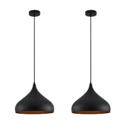 Lindby Hängelampe Ritana, 2er-Set, schwarz-gold, Metall, E27
