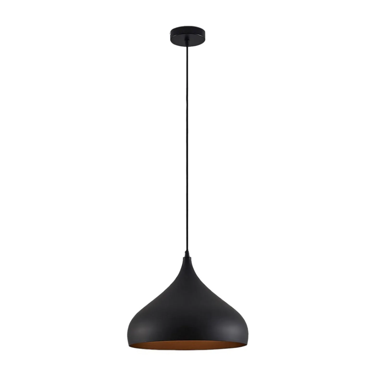 Lindby Hängelampe Ritana, schwarz-gold, Metall, Ø 31cm, E27