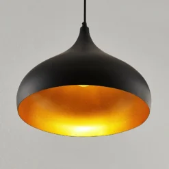 Lindby Hängelampe Ritana, schwarz-gold, Metall, Ø 31cm, E27