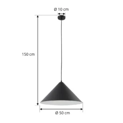 Lindby Hängeleuchte Clarine, schwarz/weiß, Ø 50 cm, Metall