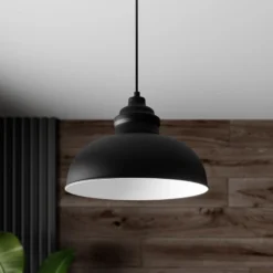 Lindby Hängeleuchte Cliona, schwarz, Metall, Ø 31 cm, E27