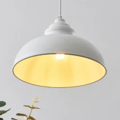 Lindby Hängeleuchte Cliona, weiß, Metall, Ø 31 cm, E27