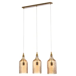 Lindby Hängeleuchte Drakar, 3-flg., amber, Glas, Ø 19,5 cm