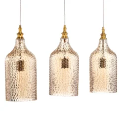 Lindby Hängeleuchte Drakar, 3-flg., amber, Glas, Ø 19,5 cm