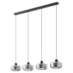 Lindby Hängeleuchte Hildur, 4-flg., 115 cm, rauchgrau, Glas