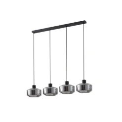 Lindby Hängeleuchte Hildur, 4-flg., 115 cm, rauchgrau, Glas