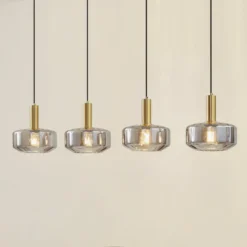Lindby Hängeleuchte Hildur, 4-flg., 118 cm, rauchgrau, Glas