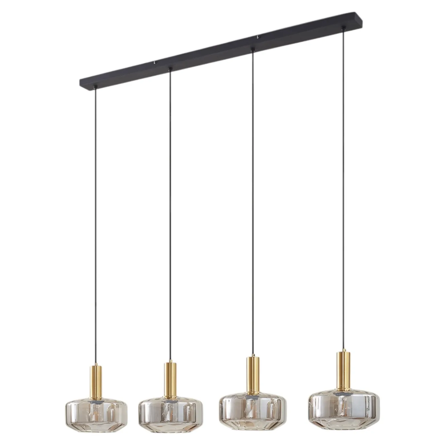 Lindby Hängeleuchte Hildur, 4-flg., 118 cm, rauchgrau, Glas