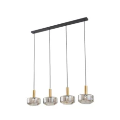 Lindby Hängeleuchte Hildur, 4-flg., 118 cm, rauchgrau, Glas