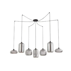 Lindby Hängeleuchte Marla, 7-flammig, Glas, rauchgrau, 128cm