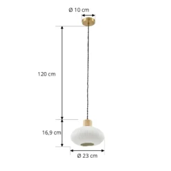 Lindby Hängeleuchte Paulie, Ø 23 cm, Keramik, Holz, weiß