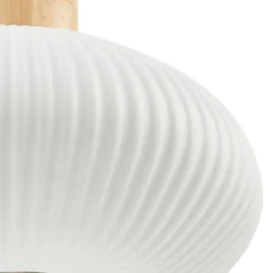 Lindby Hängeleuchte Paulie, Ø 23 cm, Keramik, Holz, weiß