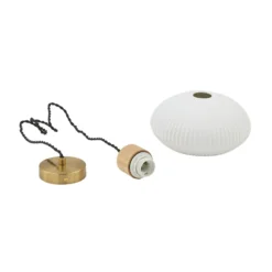 Lindby Hängeleuchte Paulie, Ø 23 cm, Keramik, Holz, weiß