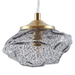 Lindby Hängeleuchte Piatra, rauch/messing, Glas, Ø 16 cm, G9