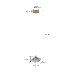 Lindby Hängeleuchte Piatra, rauch/messing, Glas, Ø 16 cm, G9