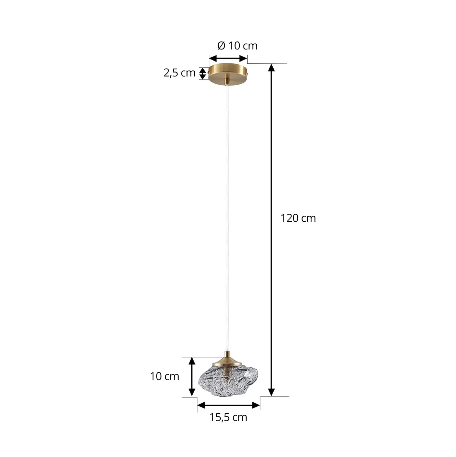 Lindby Hängeleuchte Piatra, rauch/messing, Glas, Ø 16 cm, G9