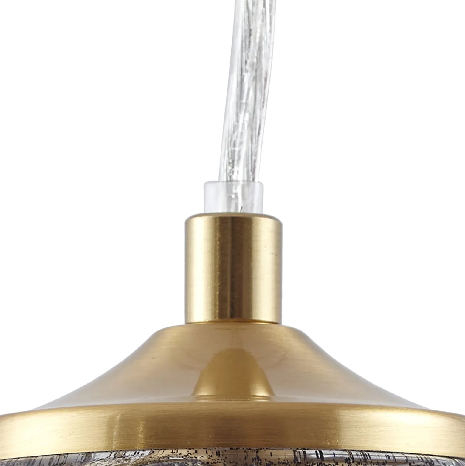 Lindby Hängeleuchte Piatra, rauch/messing, Glas, Ø 16 cm, G9