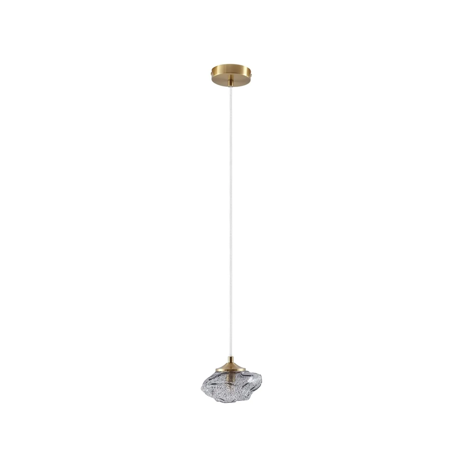 Lindby Hängeleuchte Piatra, rauch/messing, Glas, Ø 16 cm, G9