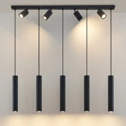 Lindby Hängeleuchte Sanad, 116 cm, 9-flg., schwarz, GU10