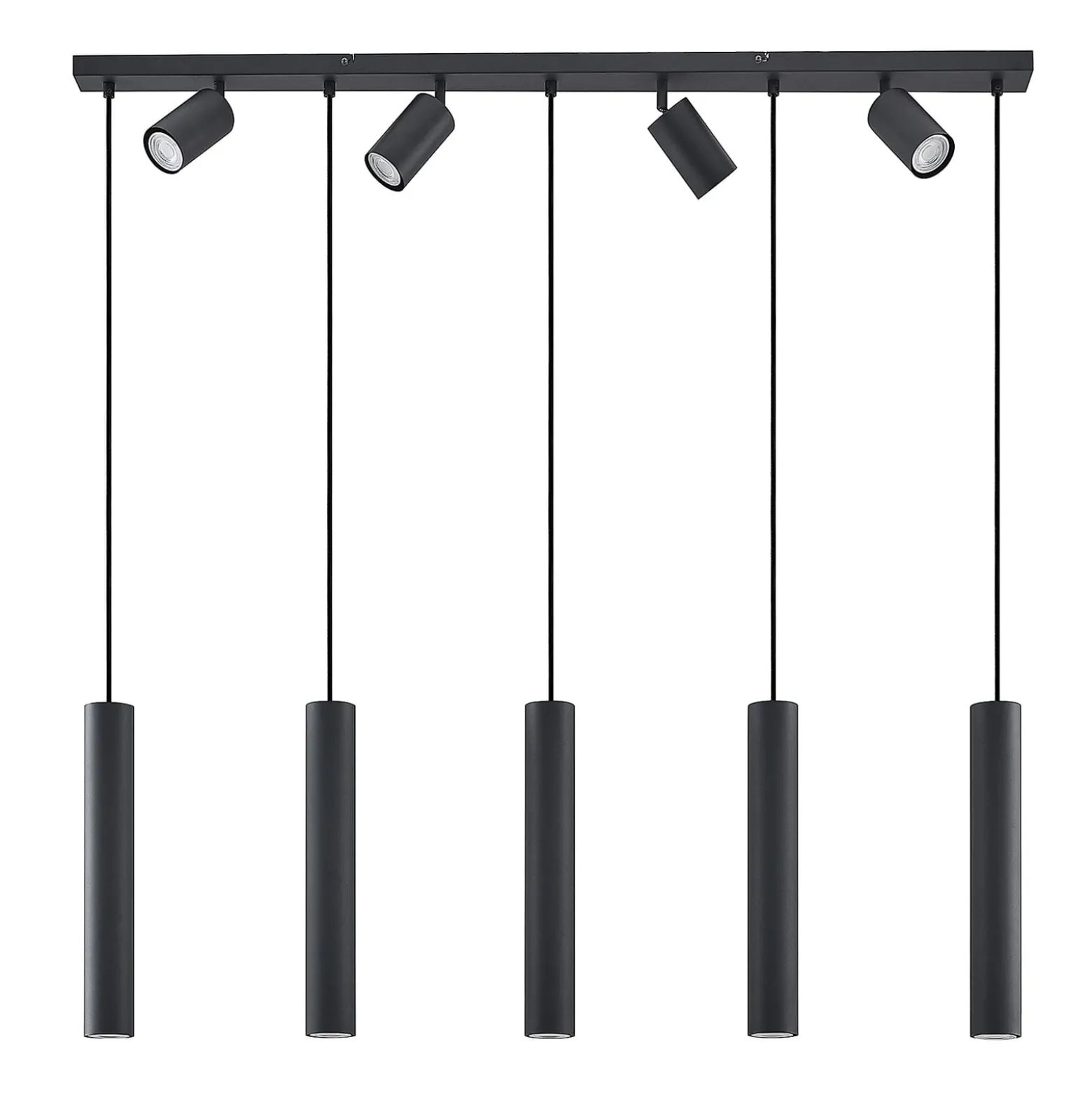 Lindby Hängeleuchte Sanad, 116 cm, 9-flg., schwarz, GU10