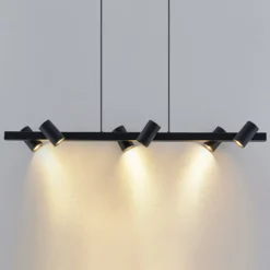 Lindby Hängeleuchte Savoli, 116 cm, schwarz, 6-flg., Stahl