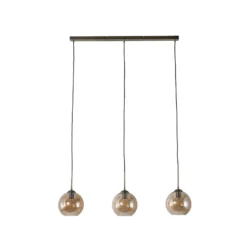 Lindby Hängeleuchte Sofian, amber, Glas, 100 cm, 3-flg.