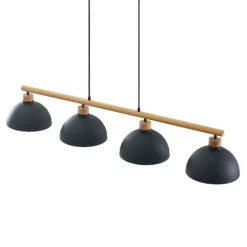 Lindby Hängeleuchte Tirzana, 4-flg., schwarz, Metall, Holz