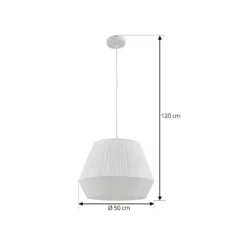Lindby Hängeleuchte Vitore, Ø 40 cm, Textil, weiß
