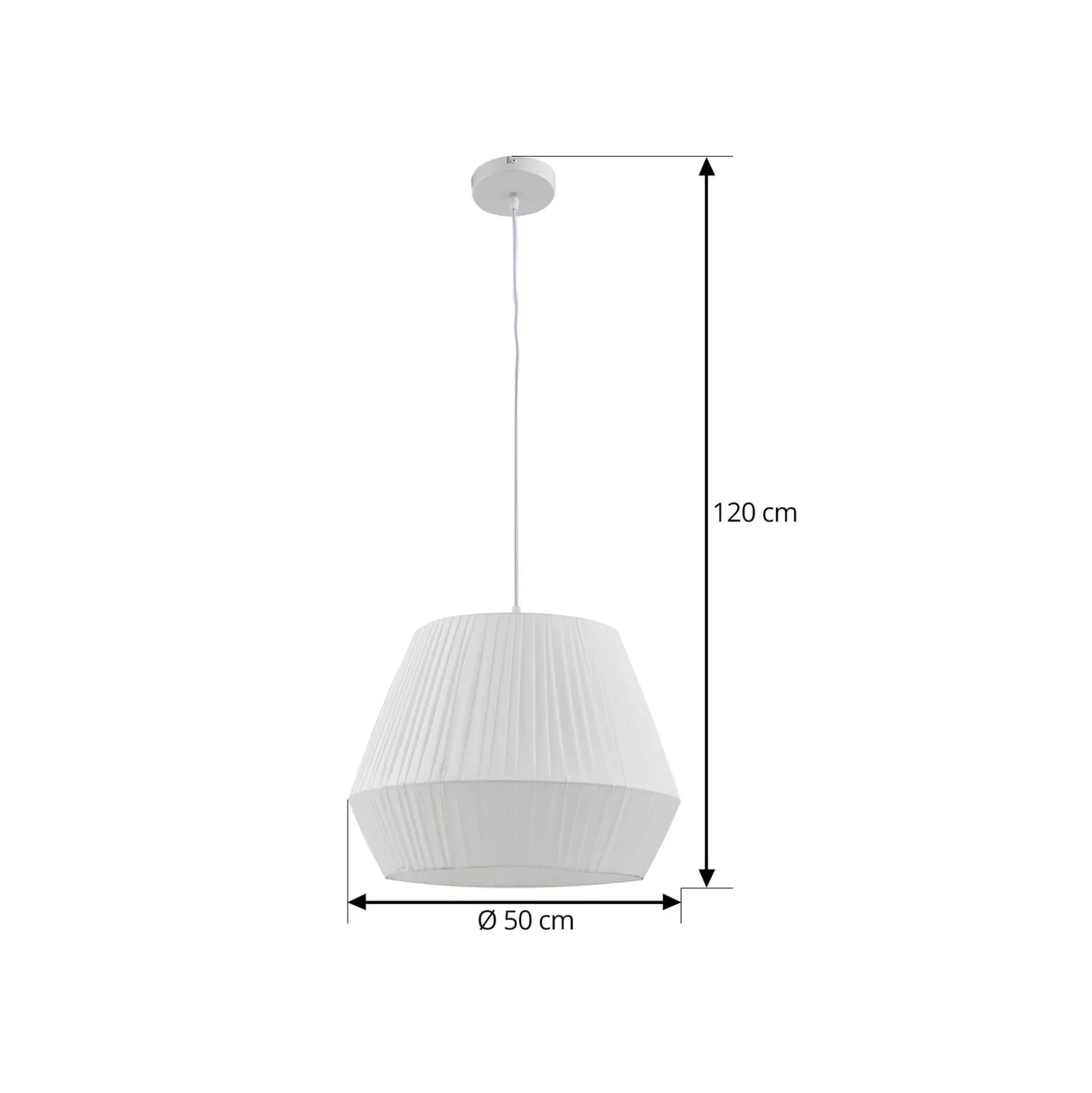 Lindby Hängeleuchte Vitore, Ø 40 cm, Textil, weiß