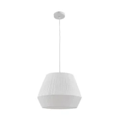 Lindby Hängeleuchte Vitore, Ø 40 cm, Textil, weiß
