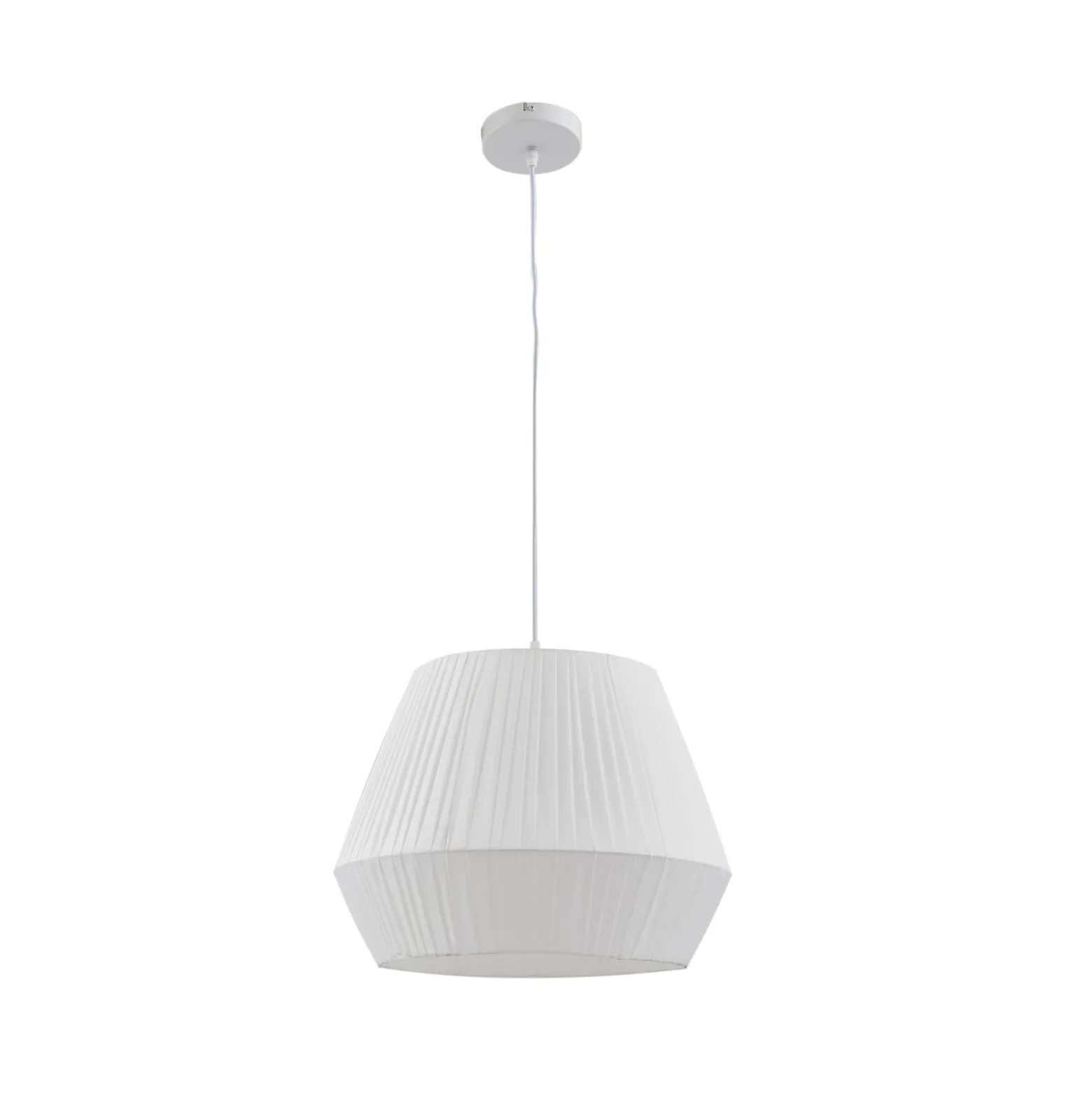 Lindby Hängeleuchte Vitore, Ø 40 cm, Textil, weiß