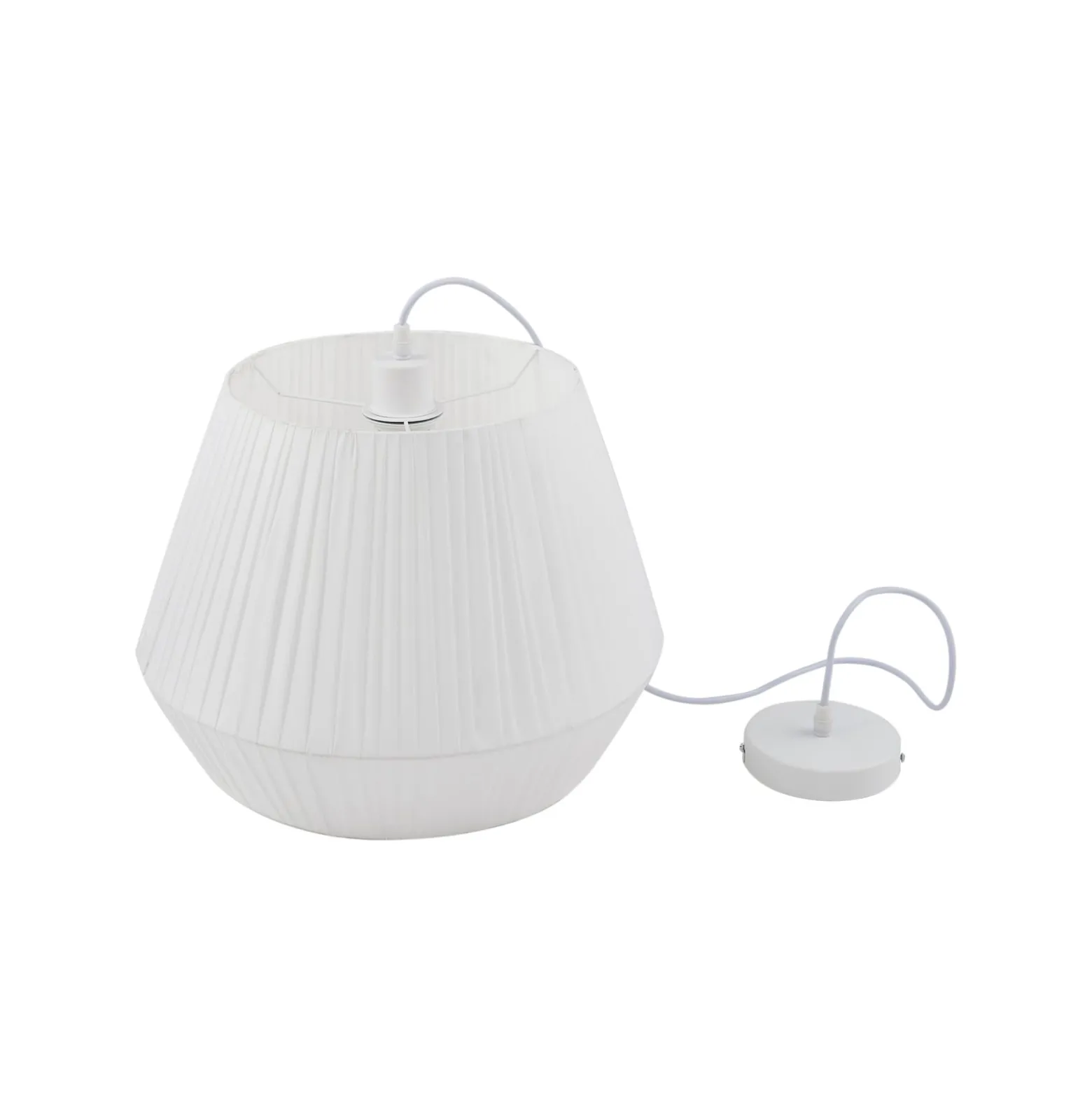 Lindby Hängeleuchte Vitore, Ø 40 cm, Textil, weiß
