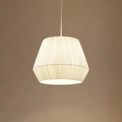 Lindby Hängeleuchte Vitore, Ø 40 cm, Textil, weiß