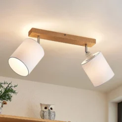 Lindby Imarin Deckenstrahler, 2-flammig, eiche/weiß