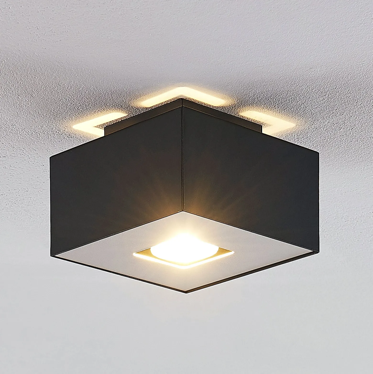 Lindby Kasi Deckenleuchte, schwarz 1-fl. 14 x 14cm