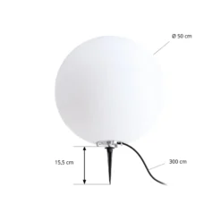 Lindby Kugelleuchte Valyra, Ø 50 cm, IP54, Erdspieß