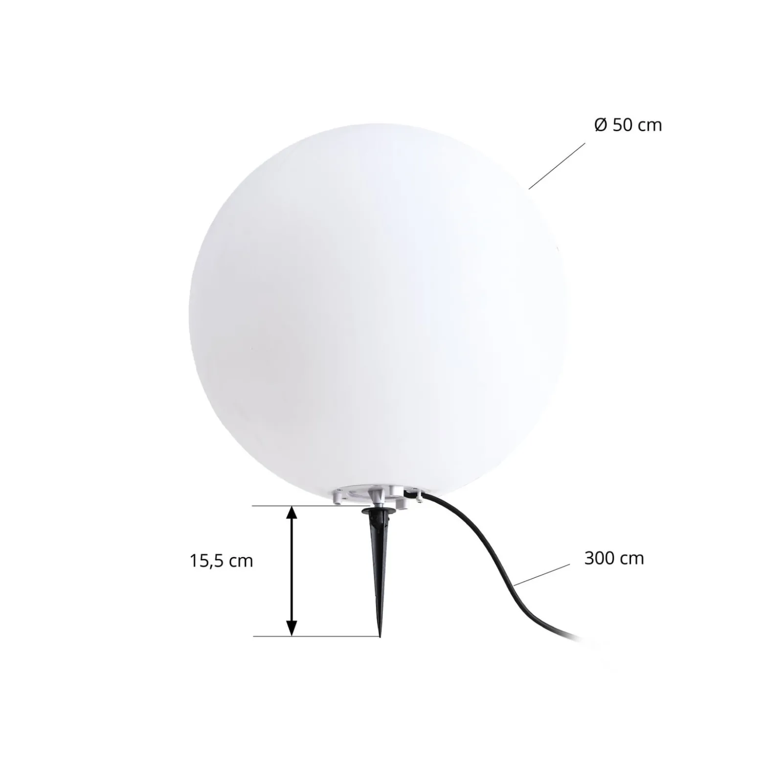 Lindby Kugelleuchte Valyra, Ø 50 cm, IP54, Erdspieß