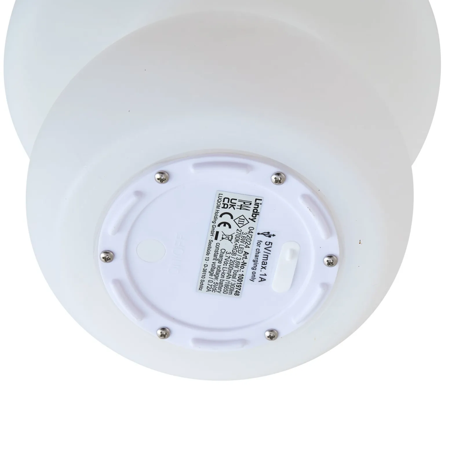Lindby LED-Akku-Außentischlampe Vernate, RGBW, weiß, dimmbar