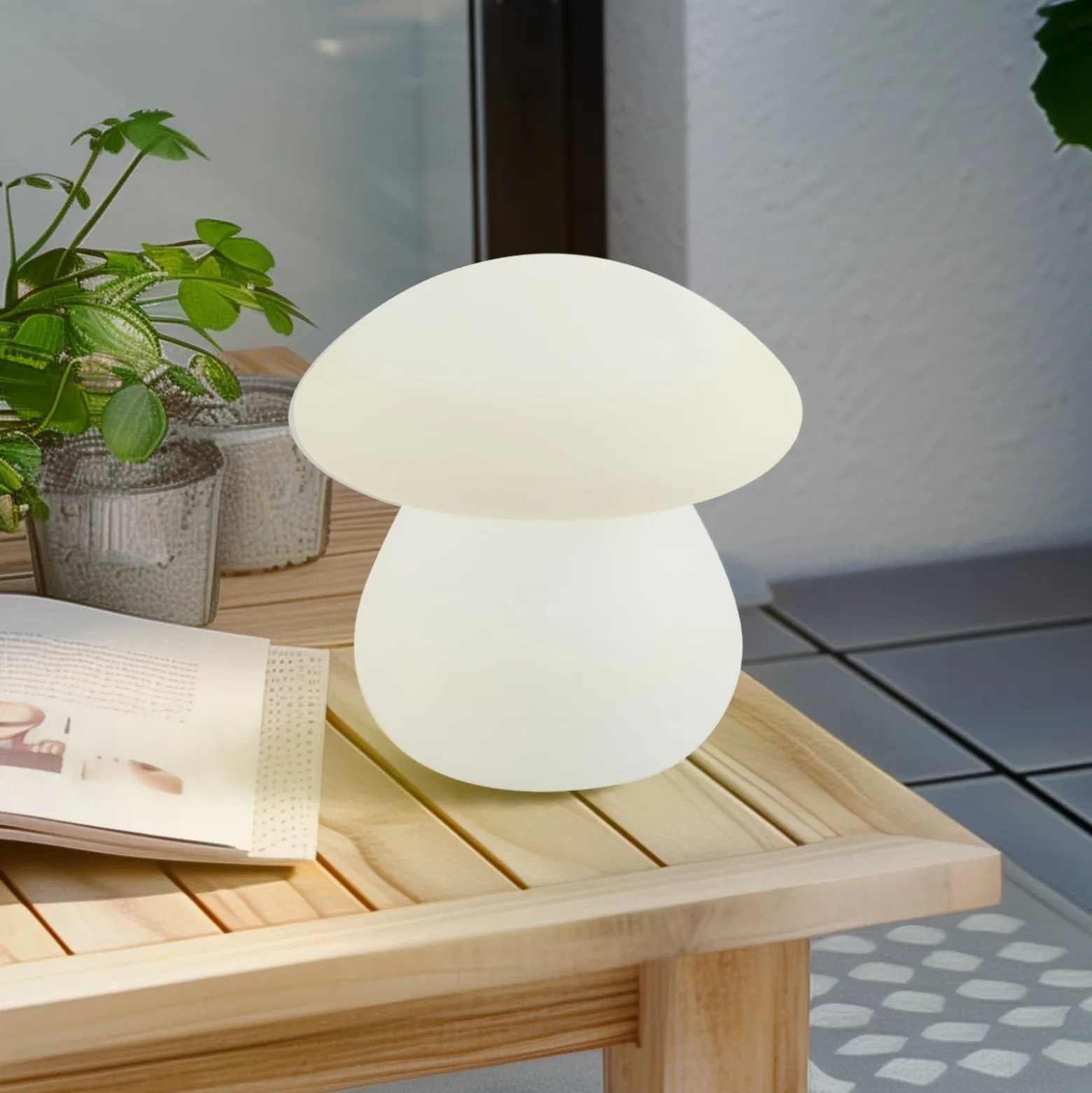 Lindby LED-Akku-Außentischlampe Vernate, RGBW, weiß, dimmbar
