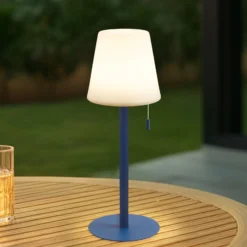 Lindby LED-Akkulampe Azalea blau Alu CCT höhenverstellbar