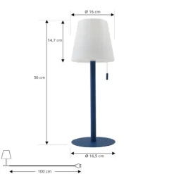 Lindby LED-Akkulampe Azalea blau Alu CCT höhenverstellbar