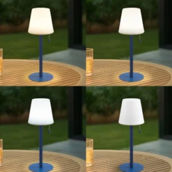 Lindby LED-Akkulampe Azalea blau Alu CCT höhenverstellbar