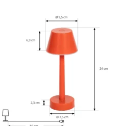 Lindby LED-Akkuleuchte Gaja, rot, USB, IP44, RGBW, dimmbar