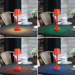 Lindby LED-Akkuleuchte Gaja, rot, USB, IP44, RGBW, dimmbar