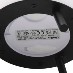 Lindby LED-Akkutischlampe Aurilia, schwarz/weiß, Eisen, IP44