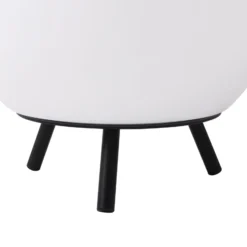 Lindby LED-Akkutischlampe Aurilia, schwarz/weiß, Eisen, IP44